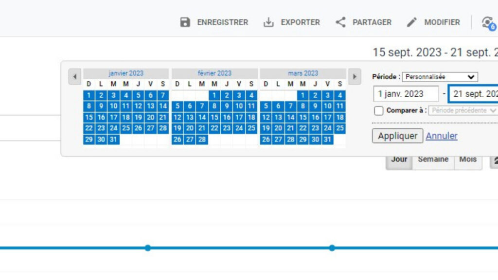 Définir la période pour sauvegarde données google universal analytics