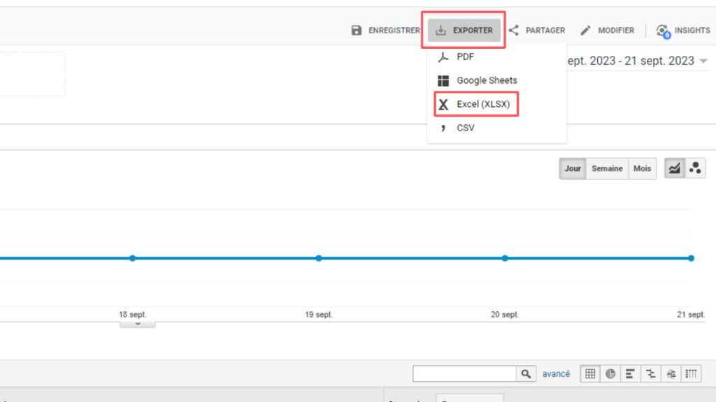 exporter les données google universal analytics